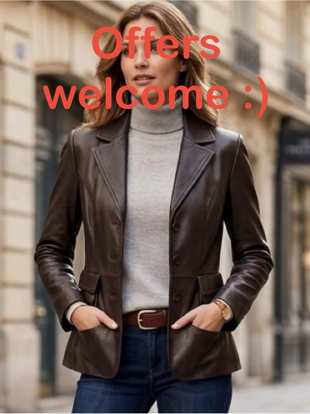 NWOT Genuine Leather Jacket - Size 36 (Small)